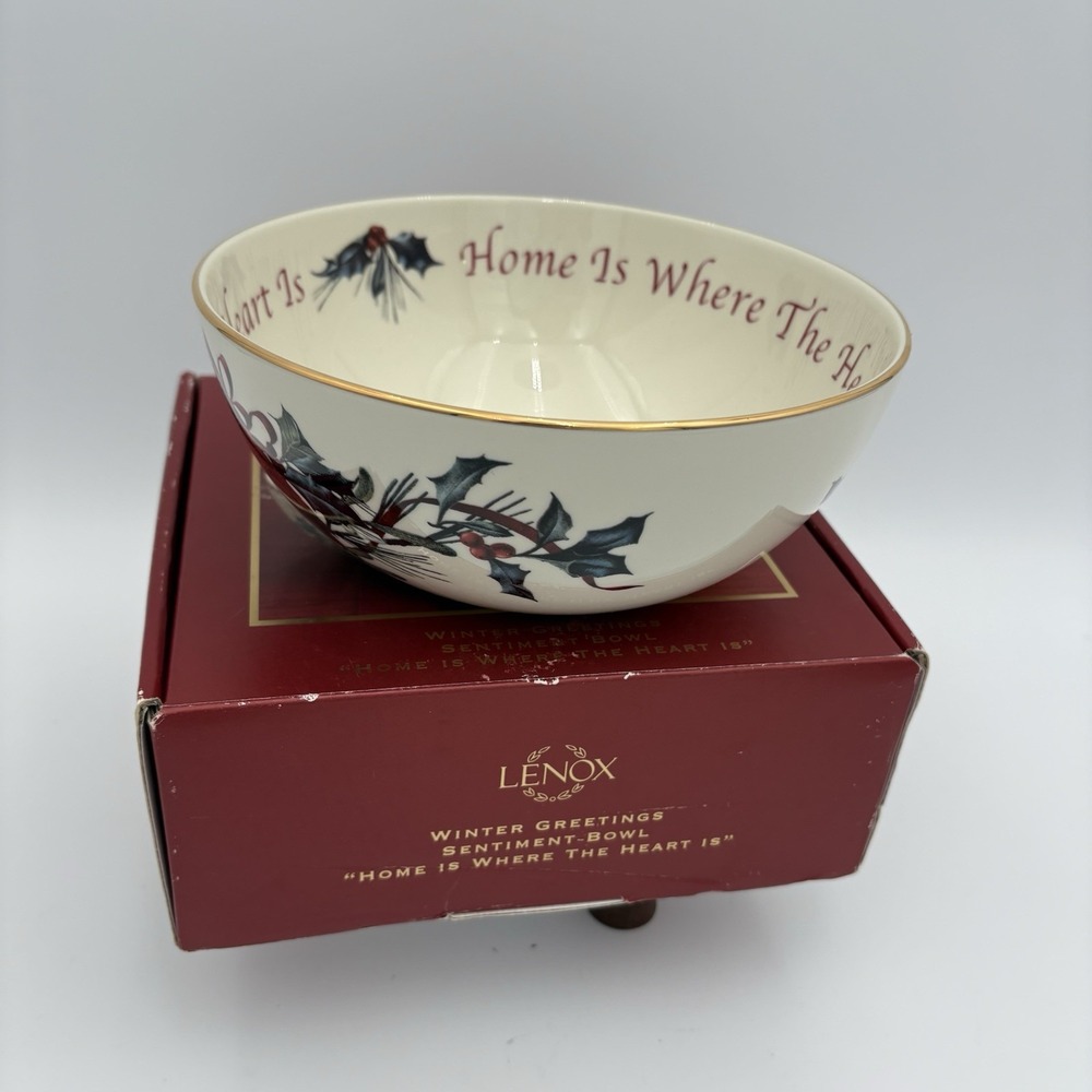 Lenox Fine China Winter Greetings Sentiment Bowl Home Is Where‎ The Heart Is NIB